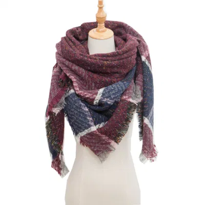 Simple Shawl Cotton Blanket Big Oversized Plaid Long Scarves for Women