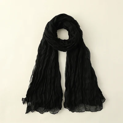 Solid Neck Wrapping Fashion Soft Silk Feeling Hair Long Scarf for Women