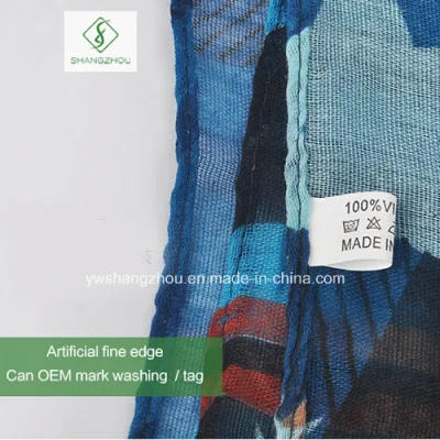 100% Viscose Newest Star Stripes Printed Shawl Fashion Lady Scarf