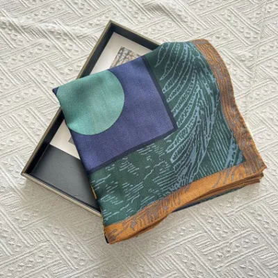 Custom Silk Blend Wool Scarf with Digital Printed