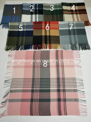 Women&prime;s Fall Winter Classic Tassel Plaid Scarves Warm Soft Chunky Large Blanket Shawl Scarf