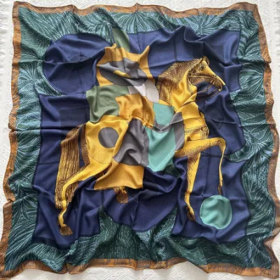 Custom Silk Blend Wool Scarf with Digital Printed