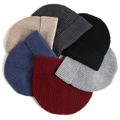 Winter Thick Man Knit Set 100% Wool Beanie Hat and Infinity Scarf