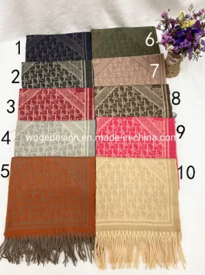 New Arrival Designer Soft Warm Woman Jacquard Floral Cashmere Feeling Winter Wrap