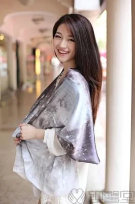 Digital Printed 100% Silk Satin Custom Long Scarf Shawl for Lady