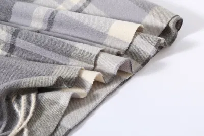 High Quality Custom Men Thick Winter Cashmere Scarf Fashion Plaid Pashmina Shawl Scarf with Tassel