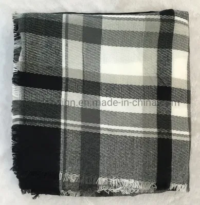 Fashion New Square 140*140cm Commendable Stole Scarf Women Soft Acrylic Black White Winter Plaid Checked Shawl for Lady