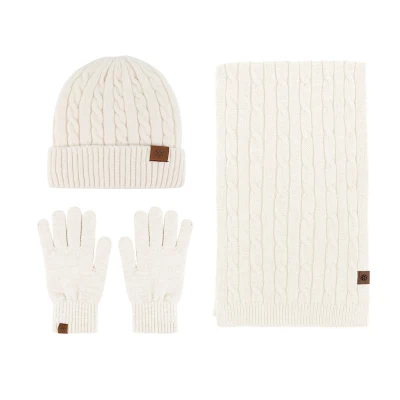 Wool Warm Custom High Quality Knitted Beanie Hat Scarf Glove Set
