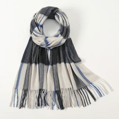 OEM Fashionable Luxury Brand Wool Tartan Shawl Winter Women Plaid Scarf