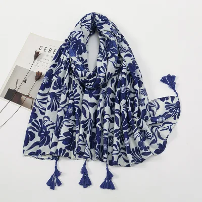 Spring Summer Fresh Elegant Cotton Linen Feel Scarf
