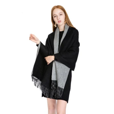 Winter Solid Color Simplicity Style Ladies Pink Wool Scarf Warm Tassel Shawl