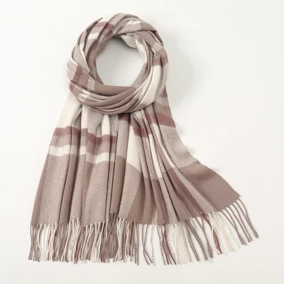 OEM Fashionable Luxury Brand Wool Tartan Shawl Winter Women Plaid Scarf