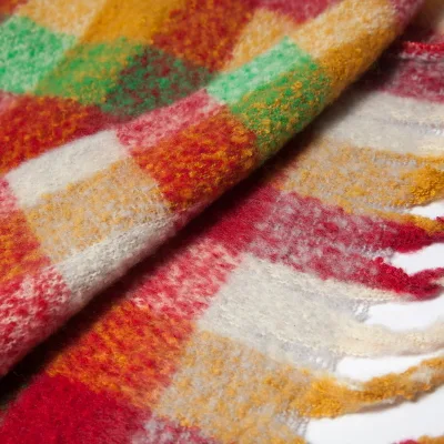 Custom Warm Ladies Checked Poncho Wrap Scarf
