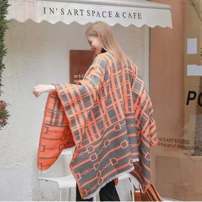 Women Cape Thick Wrap Shawl Fall Winter Wrap Cardigan and Shawl Poncho