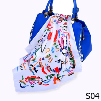 35&quot; Square Silk Like Printing Head Scarf Women&prime;s Fashion Silk Feeling Scarf