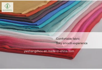 2018 Lady Fashion Square Satin Cotton Plain Scarf with Tassel
