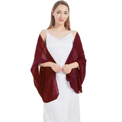 Ladies Comfrotable Burgundy Chiffon Wedding Formal Shawls and Wraps
