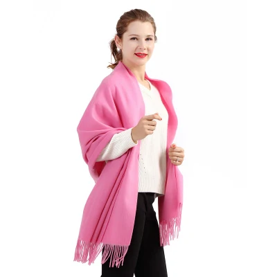 New Fashion Solid Color Shawl with Tassel 100% Wool Women Scarf
