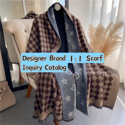 Chic and Luxury Oversized Khaki Pashmina Wraps Winter Warm Scarfs Cashmere Tassel Pashmina Plaid Blanket Shawls Wholesale Designer Wool Scarf