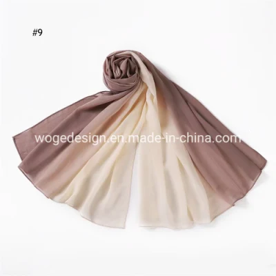 Factory Wholesale High Quality Scarfs Hijab Dupatta Shawl Wrap Turban Woman Chiffon Polyester Plain Handpainting Muslim Scarf
