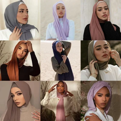  80colors Silk Like Head Women&prime;s Fashion Hair Wrapping Sleeping Hijab Muslim Scarf
