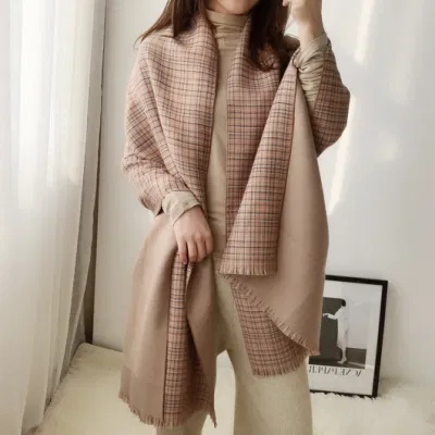 Lady Acrylic Fashion Poly Wool Cashmere Scarves Winter Soft Smooth Handfeel Women Shawl Double Sides Scarf for Ladies