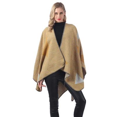 Winter Lady Designer Brand Leopard Embroidery Shawl Poncho Kimono Cape Women&prime;s Scarf