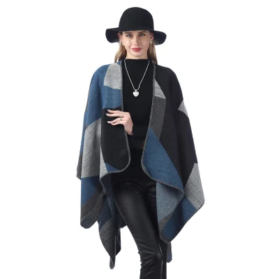 Winter Lady Designer Brand Leopard Embroidery Shawl Poncho Kimono Cape Women&prime;s Scarf