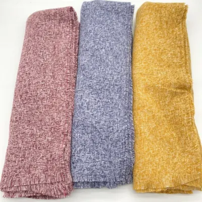 Factory Fashion High Quality Winter Warm Ladies 100% Polyester Soft Brushed Woven Check Blanket Scarf with 3cm Fringe