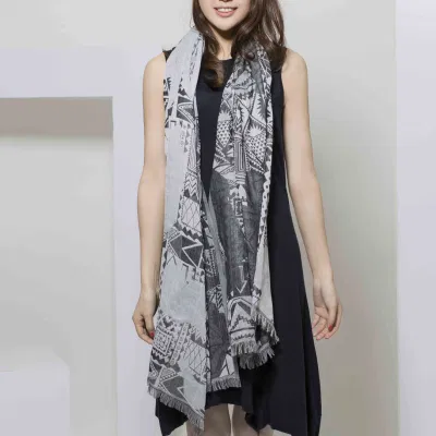 100% Polyester Viscose Women Fashion Jacquard Scarf