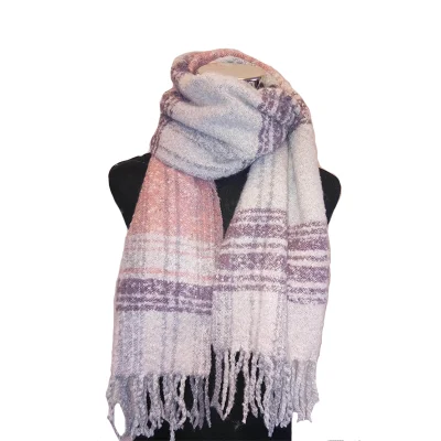 Lady Winter Warm Fashion Knitting Super Soft Woven Boucle Blanket Scarf