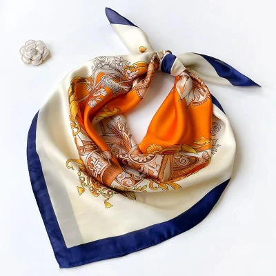 Custom Women Square Satin Scarf 55*55 Cm Neck Hair Customized Silk Scarves