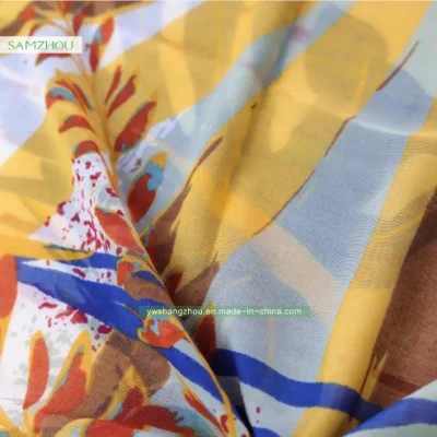 Tropical Rainforest Printed Spring Viscose Shawl Long Lady Silk Scarf