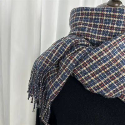 Long Cashmere Wool Warm Custom Winter Men Women Shawl Checked Scarves