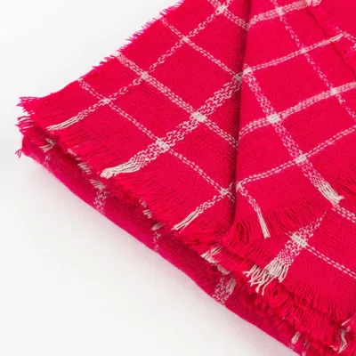 Wholesaler Outerwear Apparel Accessory Women Winter Red Fringe Checks Grid Tartan Warm Pashmina Windowpane Beach Headwear Blanket Scarf Shawl