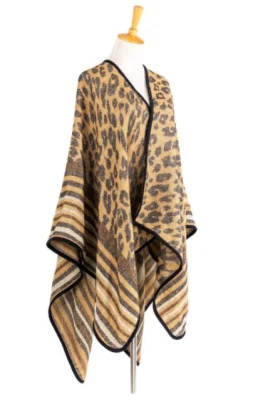 Fashion Leisure Classical Acrylic Leopard Knitted Scarf Wrap Poncho Shawl