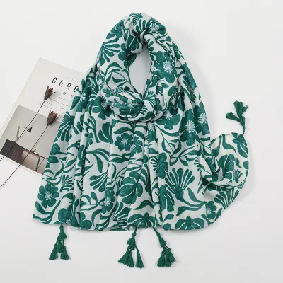 Spring Summer Fresh Elegant Cotton Linen Feel Scarf