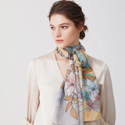 Oblong Silk Scarf Women&prime; S Summer Thin Scarf Shawl Mulberry Silk Scarf