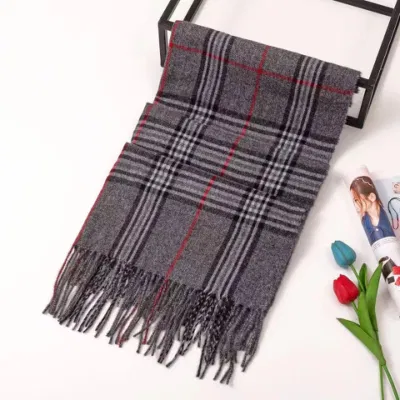 Unisex Cotton Soft Cashmere Feel Plaid Check Winter Scarf