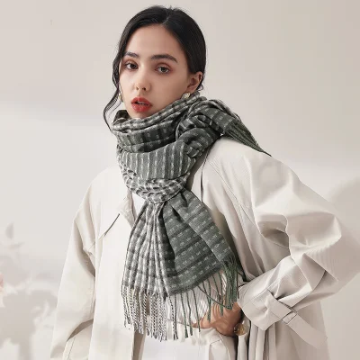 Winter Scarf Female Autumn New Imitation Cashmere Scarf Floral Plaid Scarf Warm Scarf for Women