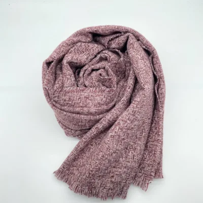 Factory Fashion High Quality Winter Warm Ladies 100% Polyester Soft Brushed Woven Check Blanket Scarf with 3cm Fringe