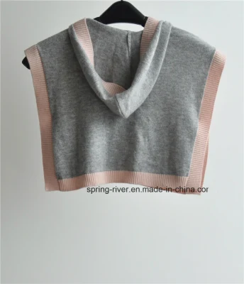 Girls Sleeveless Knitted Sweater Poncho with Cap