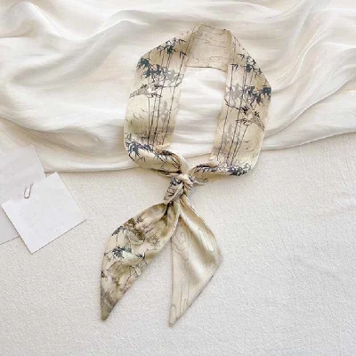 Light Thin Double Layer Satin Scarf Neck Guard Long Silk Scarf