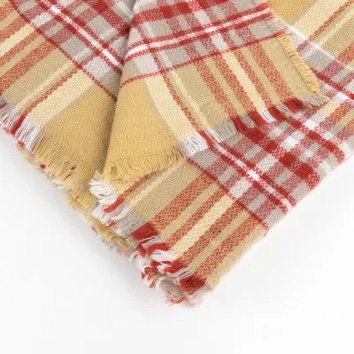 Wholesaler Outerwear Apparel Accessory Women Spring Winter Camel Short Fringe Checks Grid Tartan Warm Pashmina Windowpane Beach Headwear Blanket Scarf Shawl