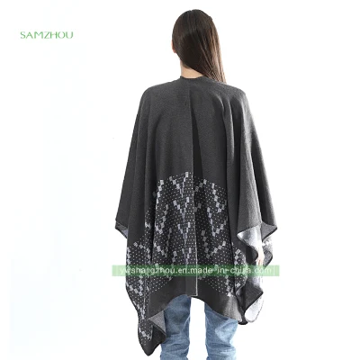 Fashion Euramerican Jacquard Cape Split Scarf Lady Cashmere Shawl Winter