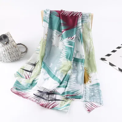 80X180cm Printed Luxury Fashion Silk Scarf Shawls Silk Hijab Head Scarf Long Scarf