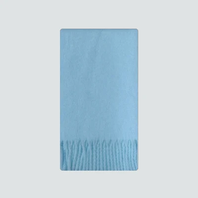 Wool Blend Solid Soft Scarf Women&prime;s Winter Warm Glacier Blue Neck