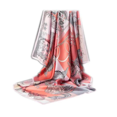 Design Digital Printing Silk Scarf Polyester Printed Head Accessories Square Satin Scarf