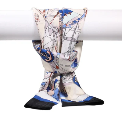 High Quality Head Scarf Custom 100% Pure Silk Long Handle Bag Satin Twill Silk Scarfs