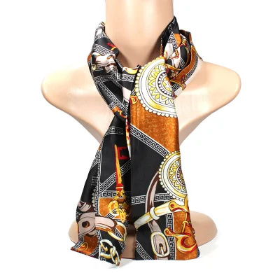 Factory Wholesale Long Large Custom Printed 100% Silk Satin Designers Women Head Scarf Ladies Shawl